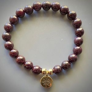 Dark Red Garnet Handcrafted Bead Bracelet